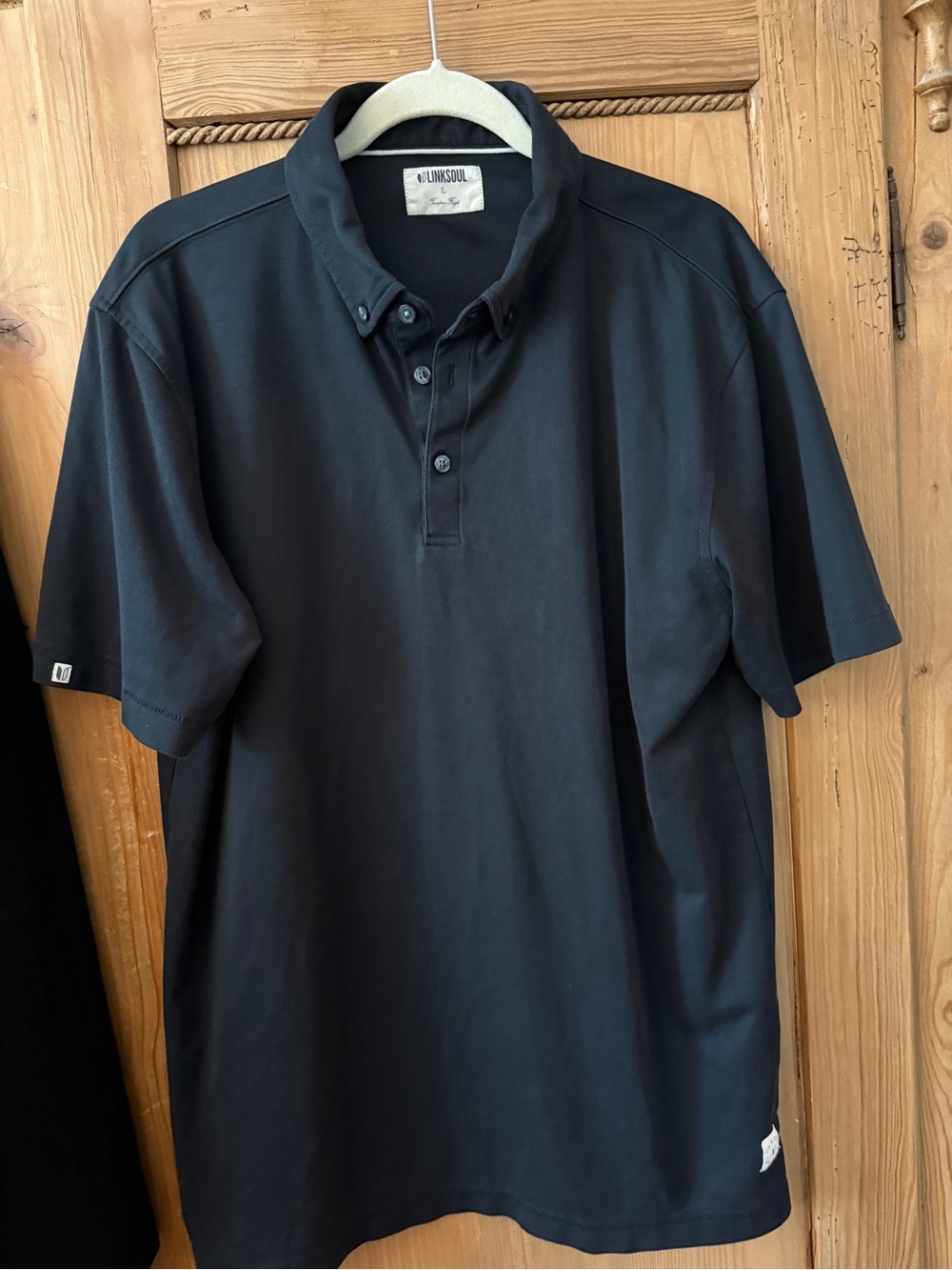 Linksoul Men's Black Button-Down Collar Polo